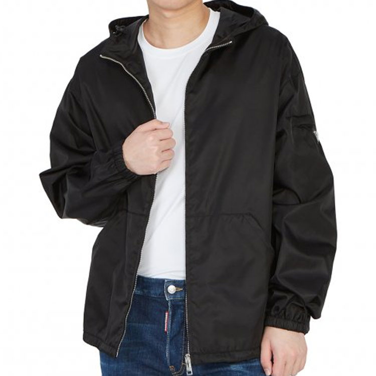 Sizing PRADA Black Zip-Up Hooded Jacket SGB481-1WQ8-F0002