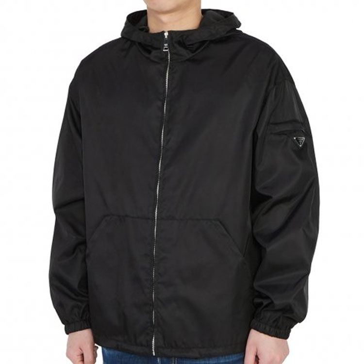 Cheap PRADA Black Zip-Up Hooded Jacket SGB481-1WQ8-F0002