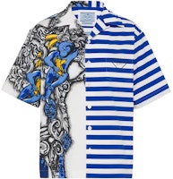 PRADA Blue Cartoon Print Striped Short Sleeve UV Protection Shirt UCS406-1ZTG-F0424-S-212 PRADA Blue Cartoon Print Striped Short Sleeve UV Protection Shirt UCS406-1ZTG-F0424-S-212
