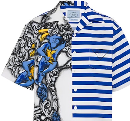 PRADA 藍色卡通條紋短袖防曬襯衫 UCS406-1ZTG-F0424-S-212 Details for PRADA 藍色卡通條紋短袖防曬襯衫 UCS406-1ZTG-F0424-S-212