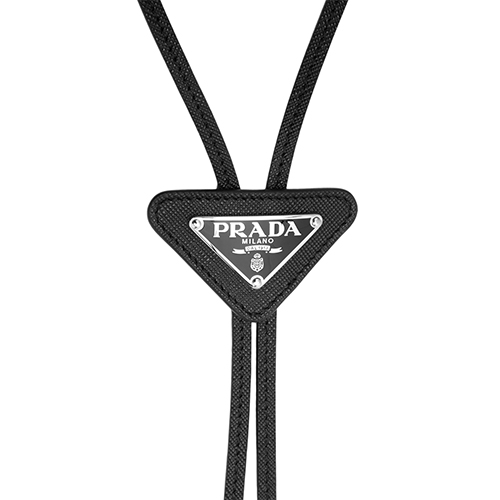 Prada Bolo Leather Tie with Triangle Logo Black 2IC027-QHH-F0002 圖 5