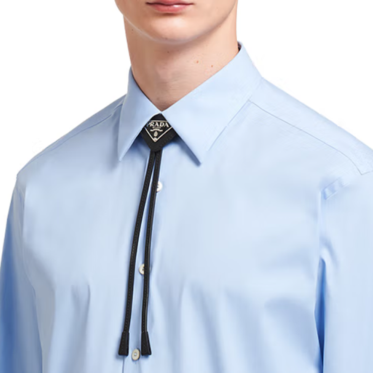 Prada Bolo Leather Tie with Triangle Logo Black 2IC027-QHH-F0002 圖 6