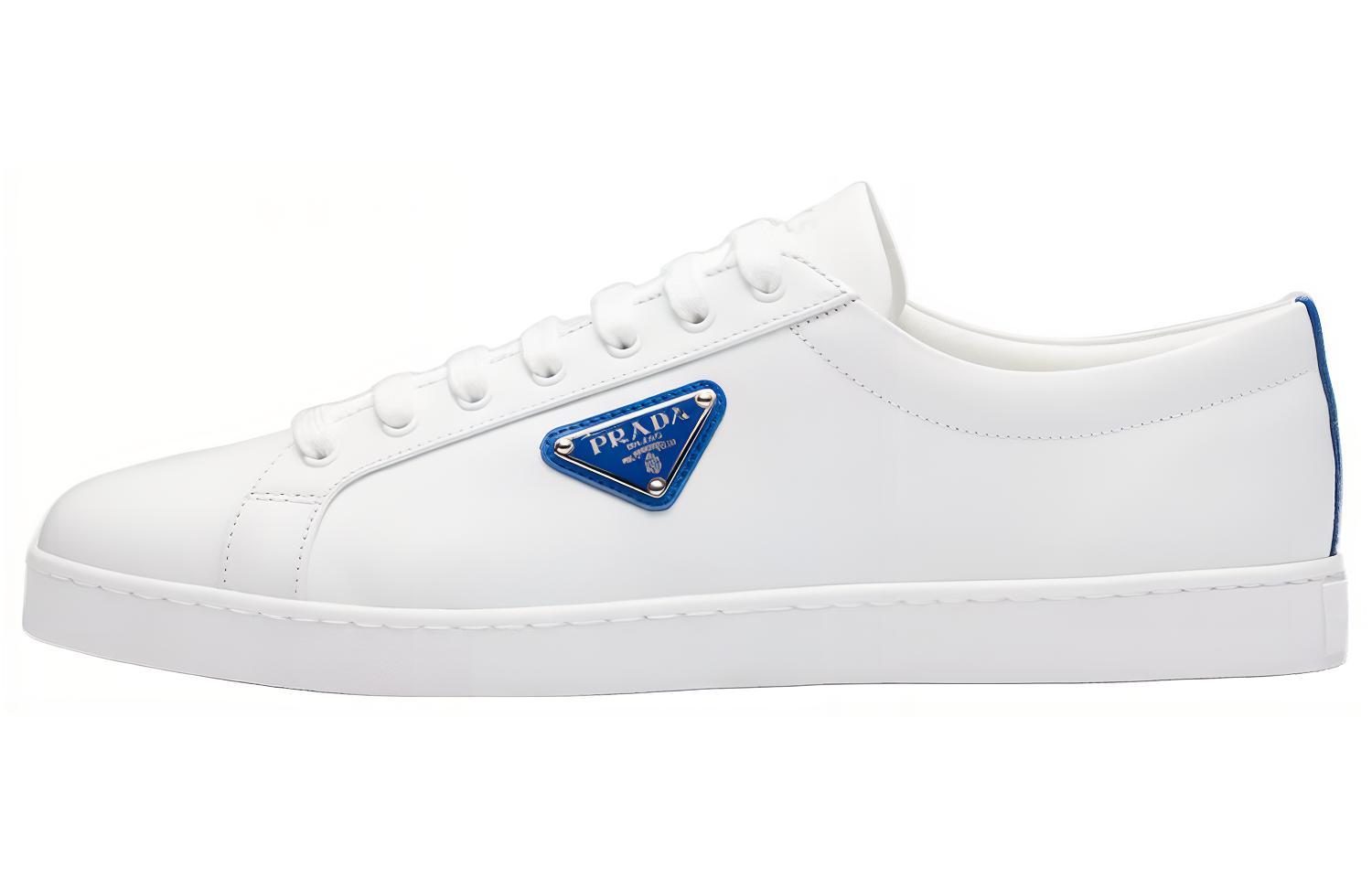 Buy Zapatillas Prada de Cuero Cepillado 'Blanco Azul Cobalto' 2EE376_3F0E_F098Z