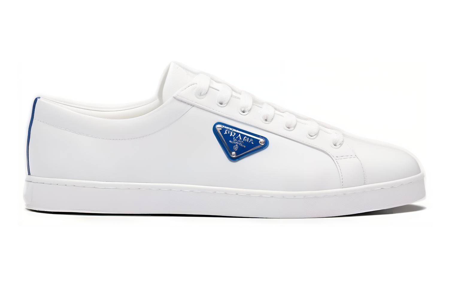 Prada Brushed Leather Sneaker 'White Cobalt Blue' 圖 2