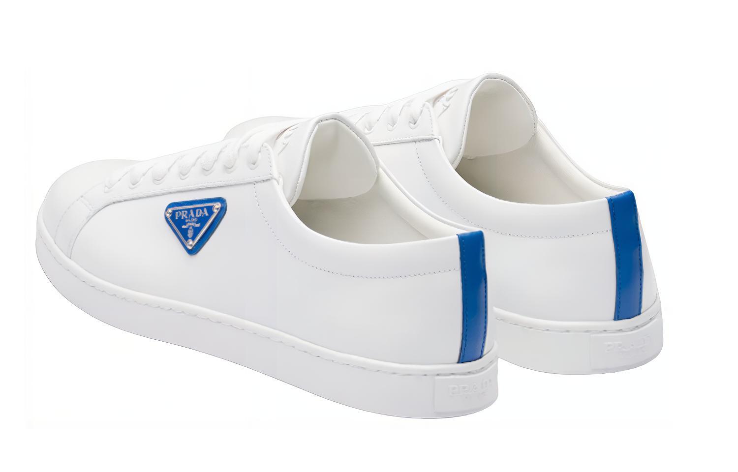 Prada Brushed Leather Sneaker 'White Cobalt Blue' 圖 5