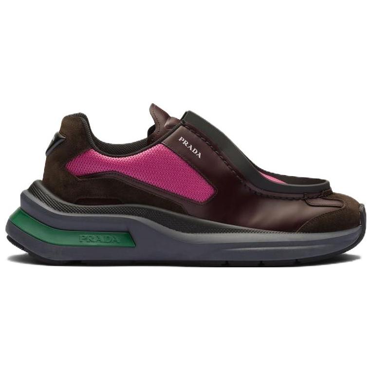 Prada Brushed Leather Sneakers Bike Fabric Suede Garnet Peony Pink 圖 2
