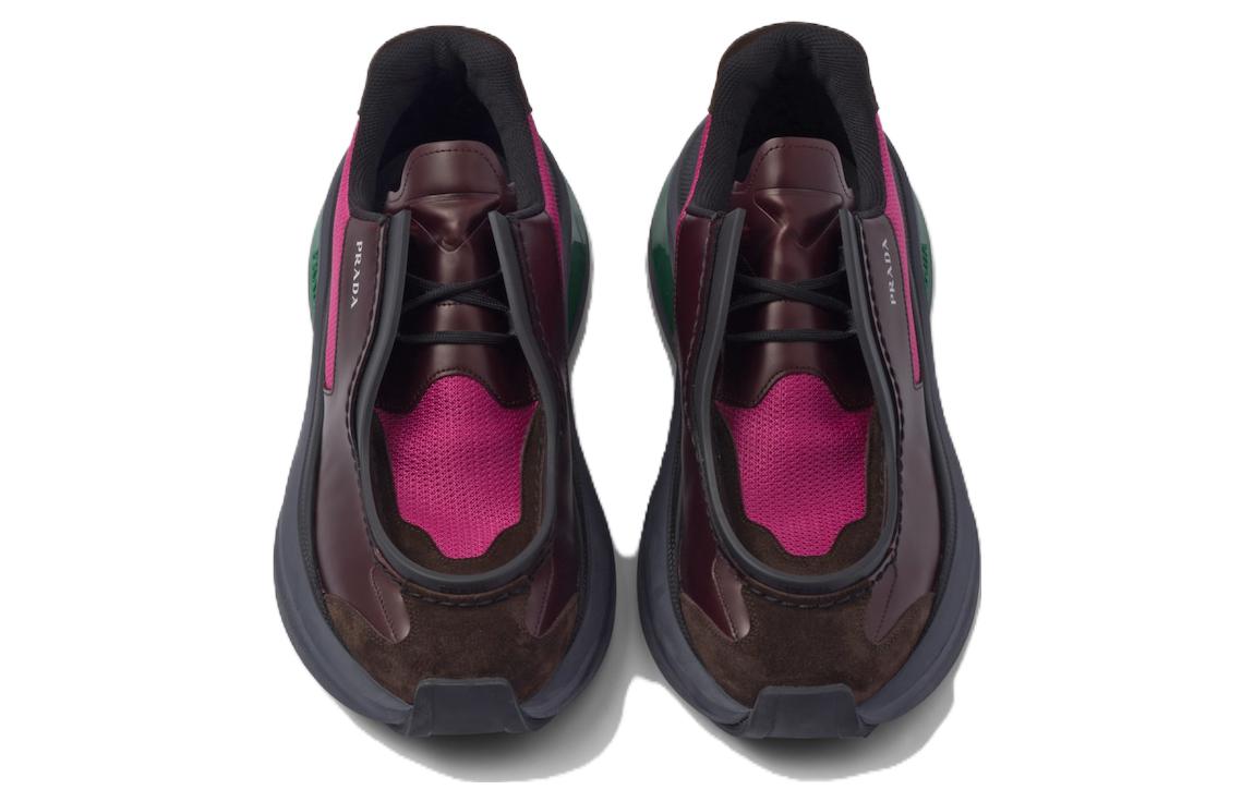 Prada Brushed Leather Sneakers Bike Fabric Suede Garnet Peony Pink 圖 4