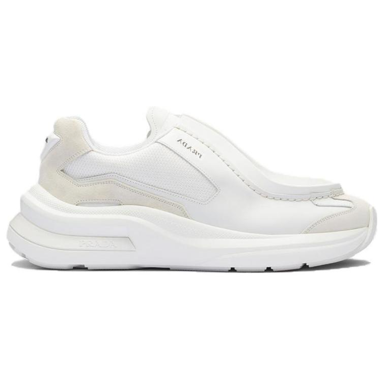 Prada Brushed Leather Sneakers Bike Fabric Suede White 圖 2