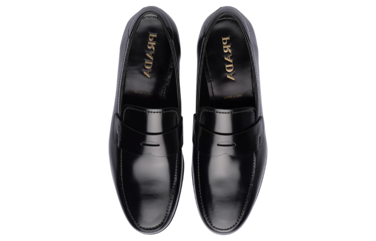 Prada Calf Leather Loafers 'Black Patent with Hot-pressed Logo' 圖 4