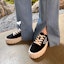 Lookbook Kasut Prada Kanvas Rata Bertapak Rendah 'Logo Segitiga Hitam' 1E260MF050MMS