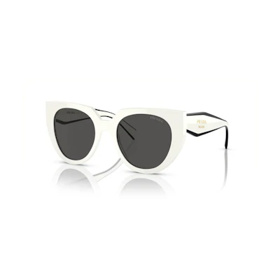 Prada Cat Eye Logo Sunglasses White/Black (SPR14W 142-5S0)