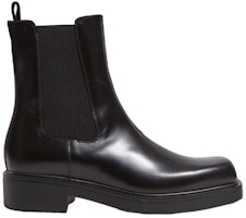 PRADA 普拉達 拉絨皮革方頭切爾西靴 黑色 Order PRADA 普拉達 拉絨皮革方頭切爾西靴 黑色