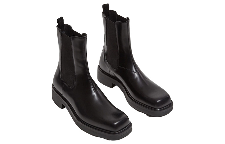 Lookbook Prada Chelsea Boots 'Kulit Beludru Hitam Hujung Petak' 2UG006_B4L_F0002