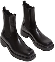 PRADA 普拉達 拉絨皮革方頭切爾西靴 黑色 Lookbook PRADA 普拉達 拉絨皮革方頭切爾西靴 黑色