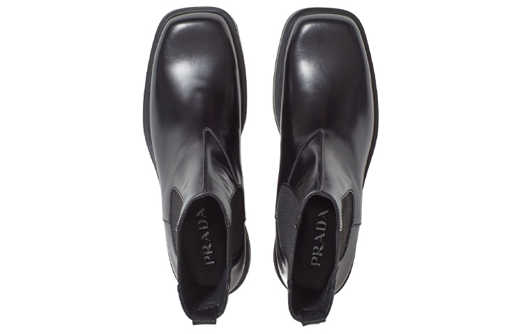 Shop Prada Chelsea Boots 'Kulit Beludru Hitam Hujung Petak' 2UG006_B4L_F0002
