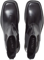 PRADA 普拉達 拉絨皮革方頭切爾西靴 黑色 Shop PRADA 普拉達 拉絨皮革方頭切爾西靴 黑色