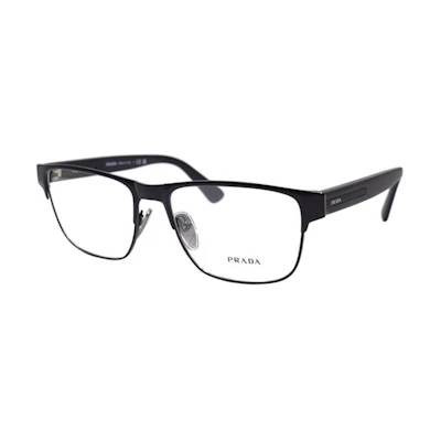 PRADA Classic Rectangular Optical Eyeglass Frame for Men Business Edition VPR57Z 1BO-1O1
