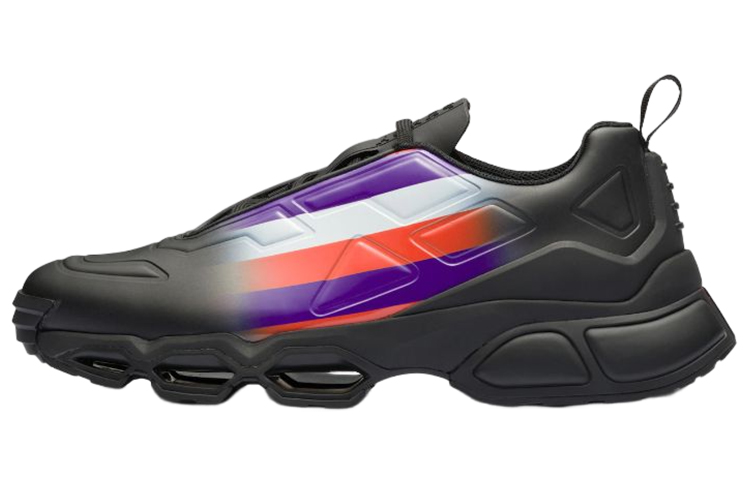 Buy PRADA混搭系帶低筒運動休閒鞋 男款 黑紫色