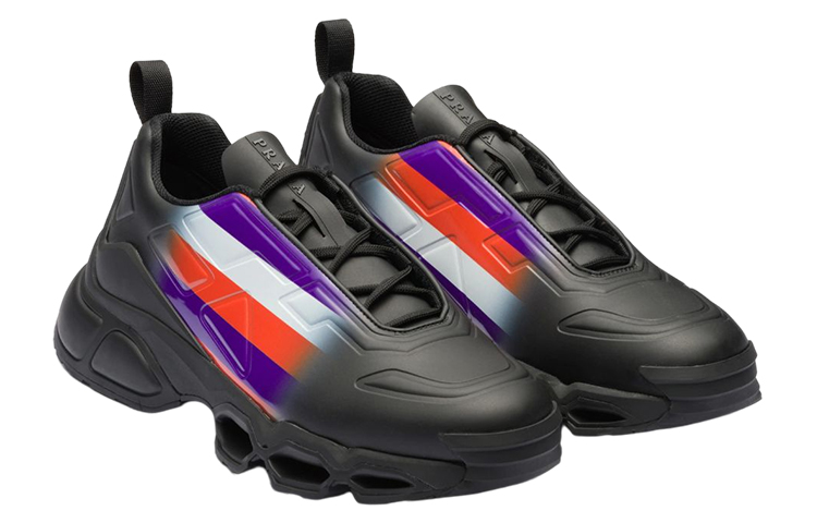 Order PRADA混搭系帶低筒運動休閒鞋 男款 黑紫色