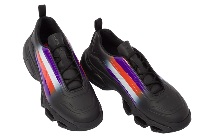 Lookbook PRADA混搭系帶低筒運動休閒鞋 男款 黑紫色