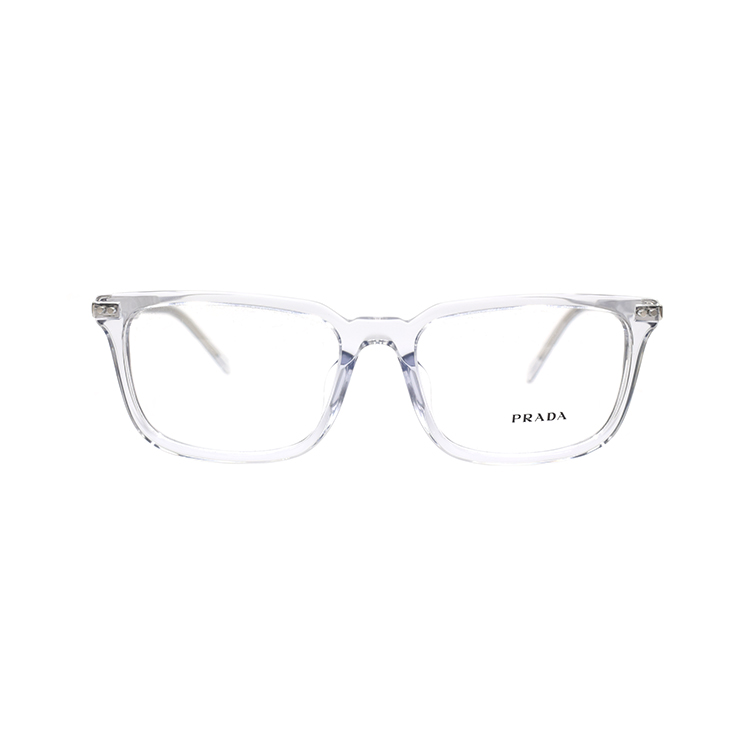 Lookbook PRADA Seri Konseptual Kacamata Optik Pria Rectangle Abu-abu Transparan Stylish VPR13Y-F-17P-1O1