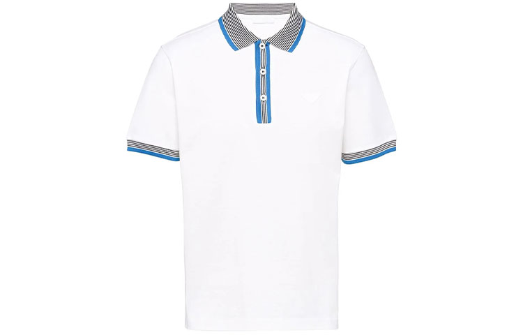 PRADA Contrast Logo Polo Shirt White - Back to School Edition UJN766S2121ZP5-F0009