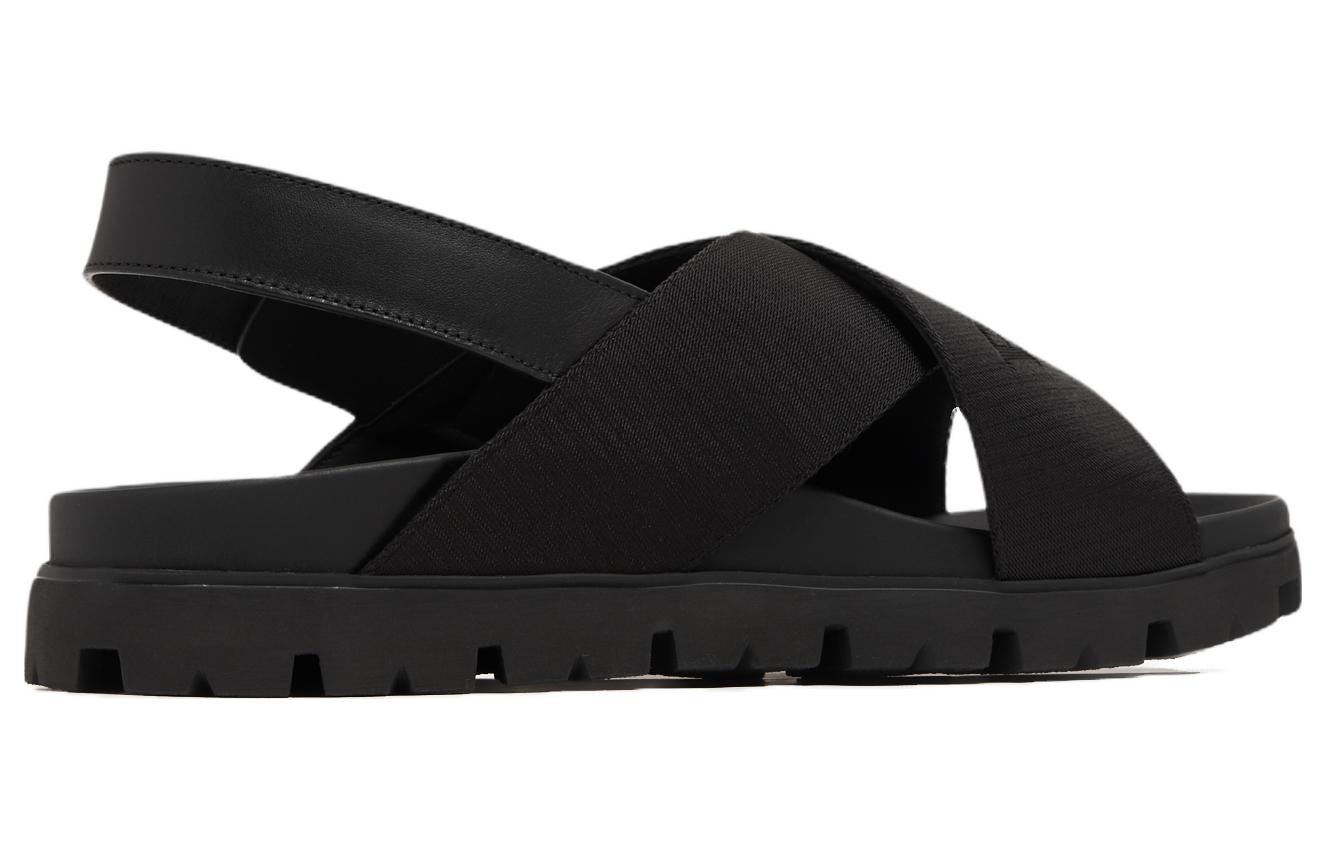 Shop プラダ クロスストラップ バックルサンダル (ブラック) 2X30543-L74-F0002