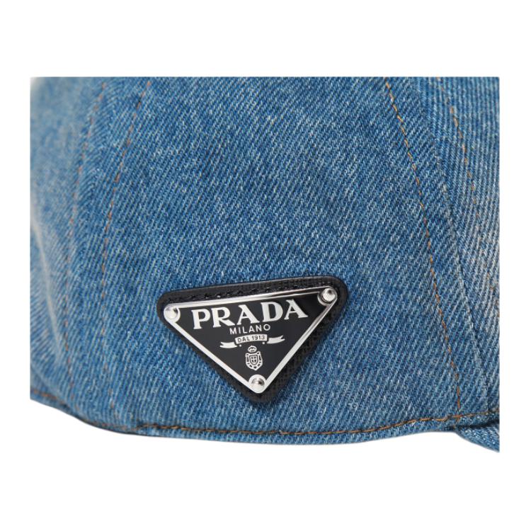 Details for PRADA Denim Baseball Cap Green Unisex Couple Style 1HC274_12K1_F0V3N