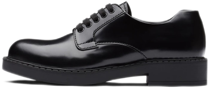 프라다 광택 블랙 가죽 더비 슈즈 2EE345_055_F0002 Buy 프라다 광택 블랙 가죽 더비 슈즈 2EE345_055_F0002