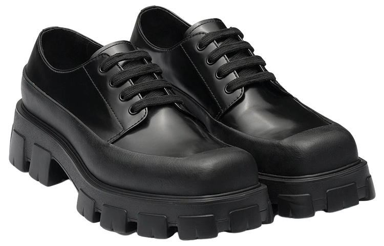 Shop Sepatu Prada Derby 'Kulit Beludru Hitam' 2EG411_055_F0002_F_G001