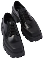 Purchase PRADA 普拉達 拉絨皮革德比鞋 黑色