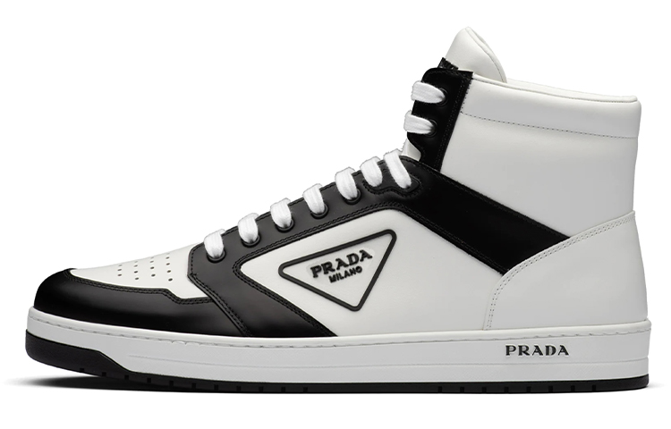 Buy Prada District Kulit Sneaker Tinggi 'Putih Hitam' 2TE182_3LJ6_F0964