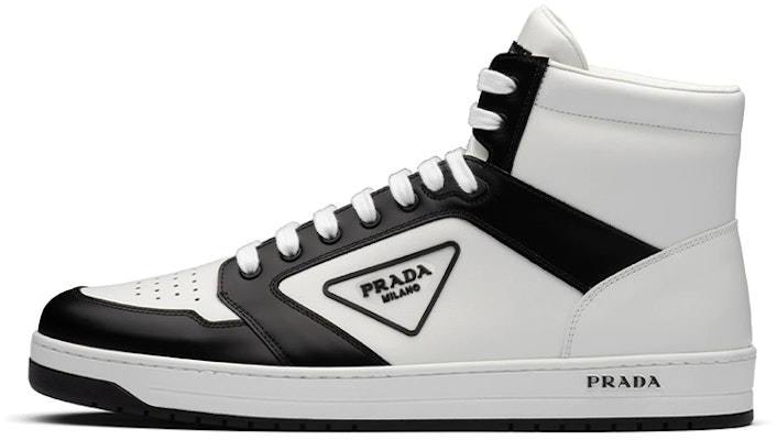 Prada District Kulit Sneaker Tinggi 'Putih Hitam' 2TE182_3LJ6_F0964 Buy Prada District Kulit Sneaker Tinggi 'Putih Hitam' 2TE182_3LJ6_F0964