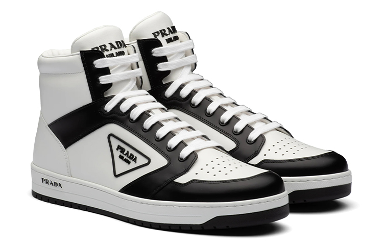 Order Prada District Kulit Sneaker Tinggi 'Putih Hitam' 2TE182_3LJ6_F0964