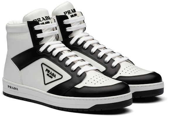 Prada District Kulit Sneaker Tinggi 'Putih Hitam' 2TE182_3LJ6_F0964 Order Prada District Kulit Sneaker Tinggi 'Putih Hitam' 2TE182_3LJ6_F0964