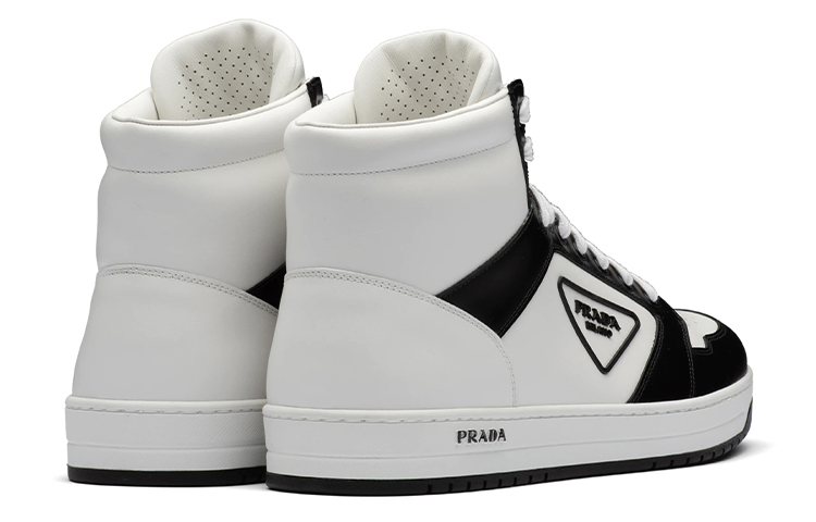 Lookbook Prada District Kulit Sneaker Tinggi 'Putih Hitam' 2TE182_3LJ6_F0964