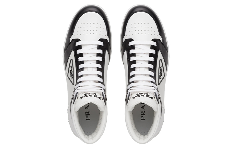 Shop Prada District Kulit Sneaker Tinggi 'Putih Hitam' 2TE182_3LJ6_F0964