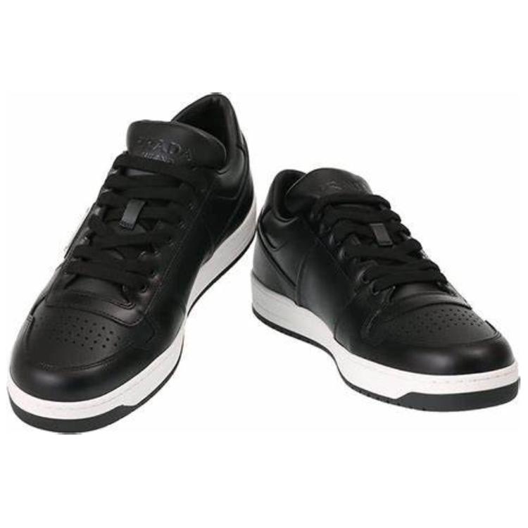 Shop 普拉达市区黑白色皮革鞋 2EE364_3LJ6_F0002