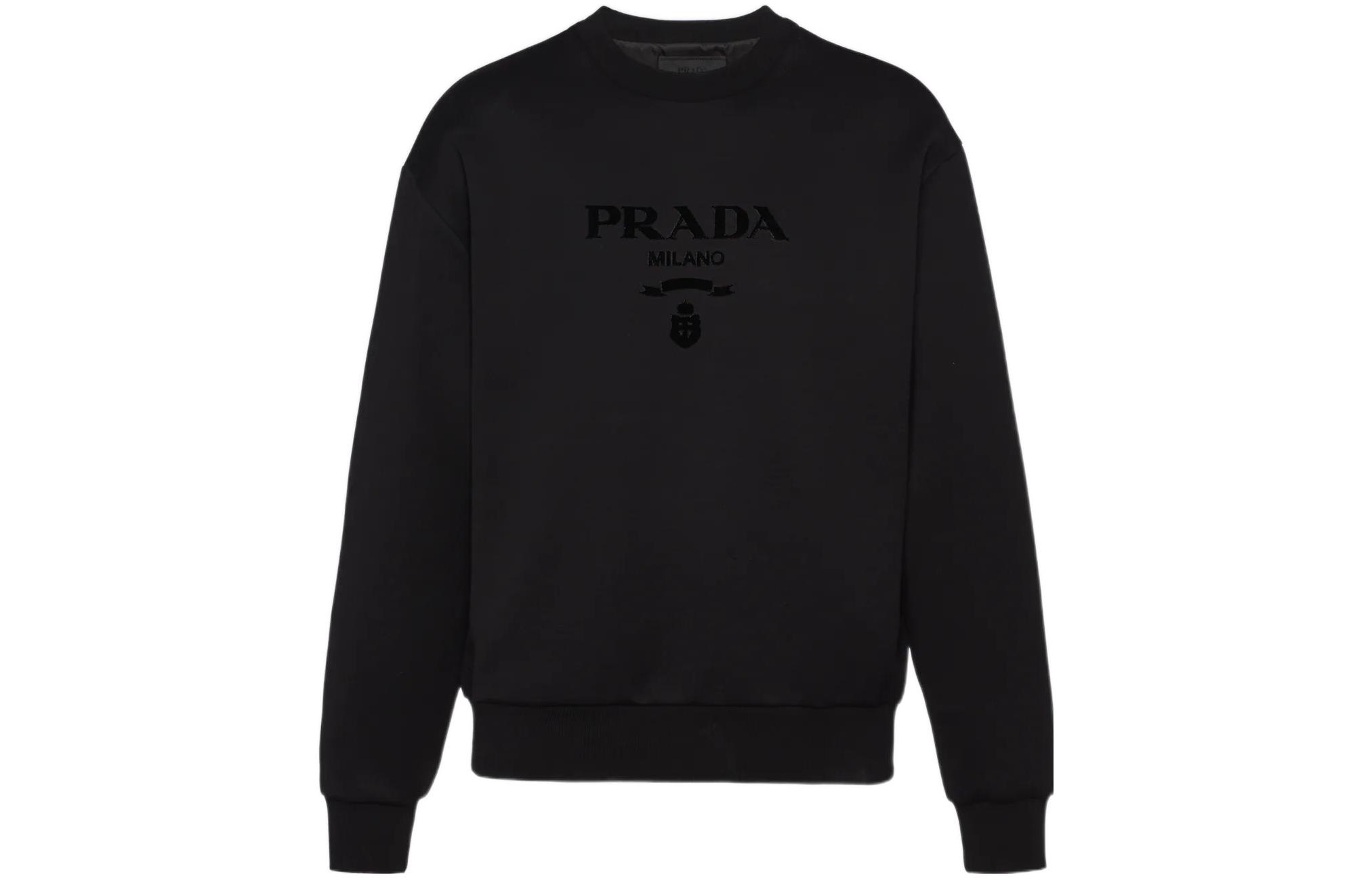 PRADA Engraved Crewneck Pullover Sweatshirt Men’s Black UJL207-1Z54-F0002-S-221