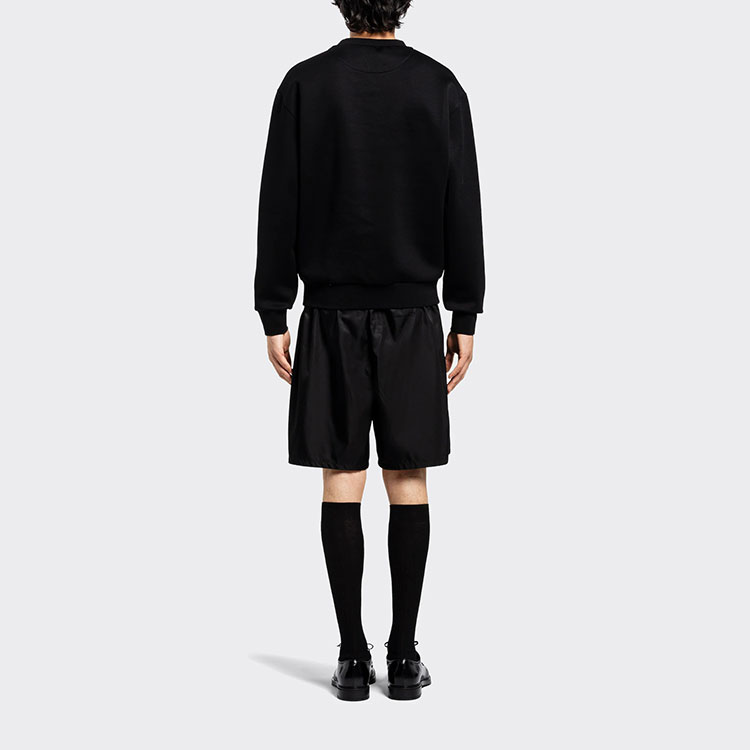 Lookbook 普拉达刻字圆领长袖卫衣 男士 黑色 UJL207-1Z54-F0002-S-221