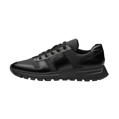 Prada Fabric and Matte Leather Sneakers 'Black'