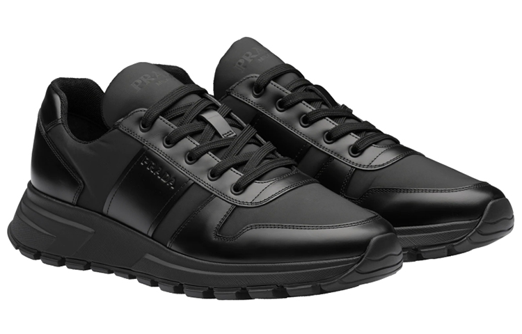 Prada Fabric and Matte Leather Sneakers 'Black' 圖 2