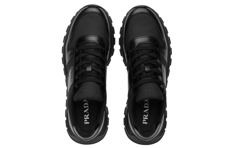 Prada Fabric and Matte Leather Sneakers 'Black' 圖 4