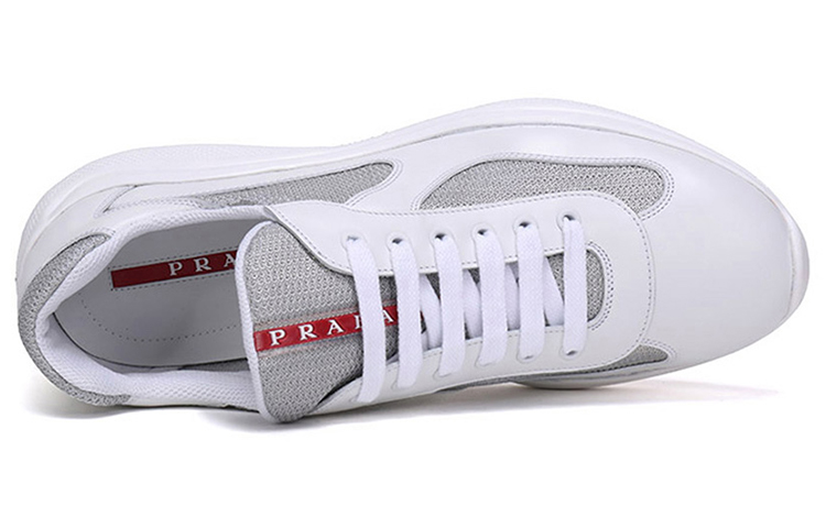 Shop Prada Fabric Leather Lace-Up Sneakers 'White' 3E6420_3C37_FD025