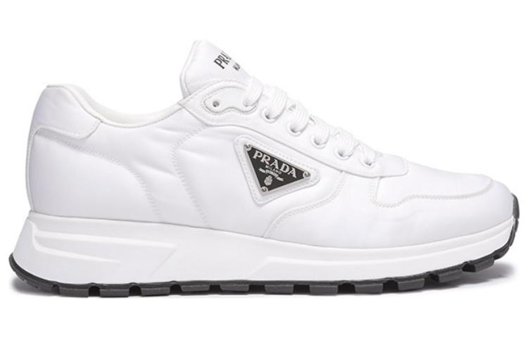 Order Prada Fabric Leather Low Top Hitam Putih 'Logo Segitiga' 2EE369_3LFV_F0964_F_G000