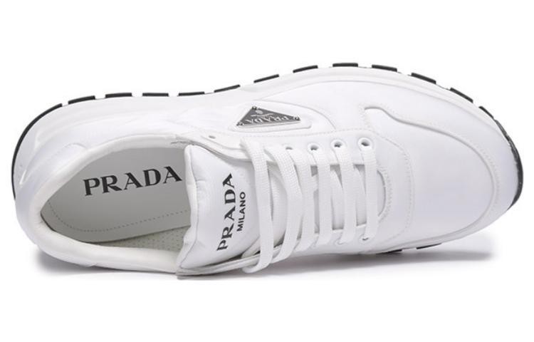 Purchase Prada Fabric Leather Low Top Hitam Putih 'Logo Segitiga' 2EE369_3LFV_F0964_F_G000