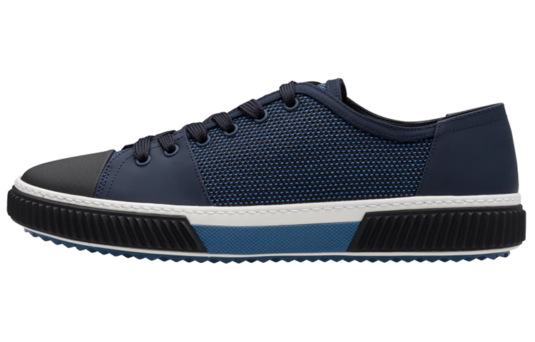 Prada Fabric Mesh and Rubber-Coated Calfskin Sneaker 'Blue'