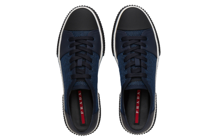 Prada Fabric Mesh and Rubber-Coated Calfskin Sneaker 'Blue' 圖 4