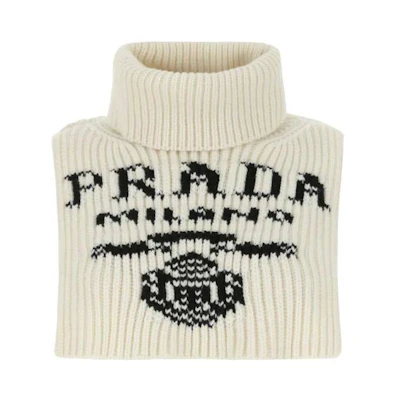PRADA Fashion Cashmere Knitted Scarf White 27464S21210P5F0009