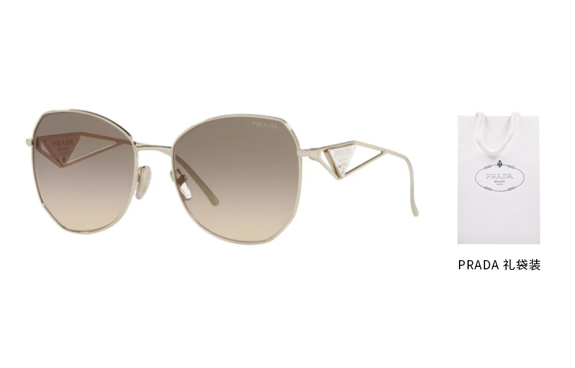 PRADA Full-Rim Irregular Alloy Sunglasses Unisex Couple Style. PR57YS-ZVN3D0 圖 8